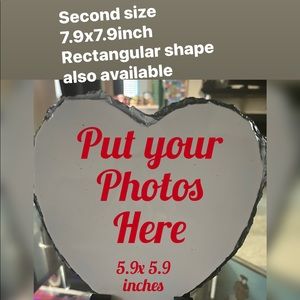Customize rock stone heart shape photo frame. 5.9x5.9inch